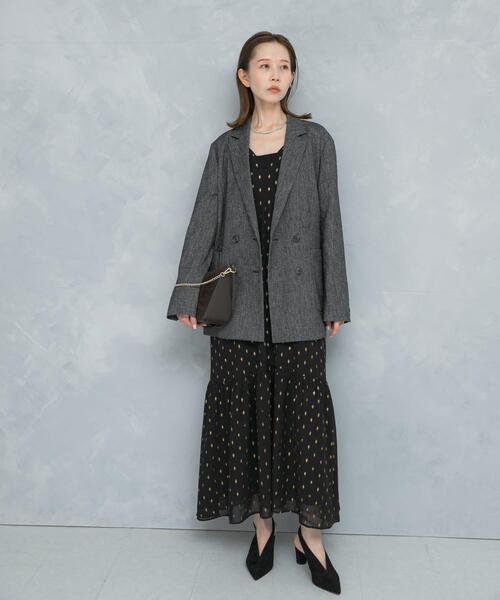 URBAN RESEARCH ROSSO WOMEN（アーバンリサーチ　ロッソ）の「ラメシアーデザインスリーブロングワンピース（ワンピース・レディース・ブラック・FREE）」の5枚目の写真