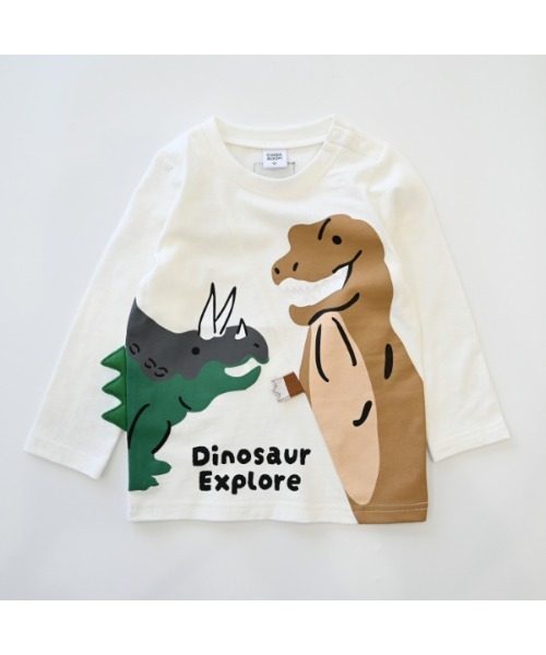 CHEEK ROOM（チークルーム）の「チークルーム 恐竜　ロングＴシャツ（Tシャツ/カットソー・キッズ・アイボリー/ブラック/オフホワイト・90cm/100cm/110cm/120cm/130cm/80ｃｍ）」の7枚目の写真