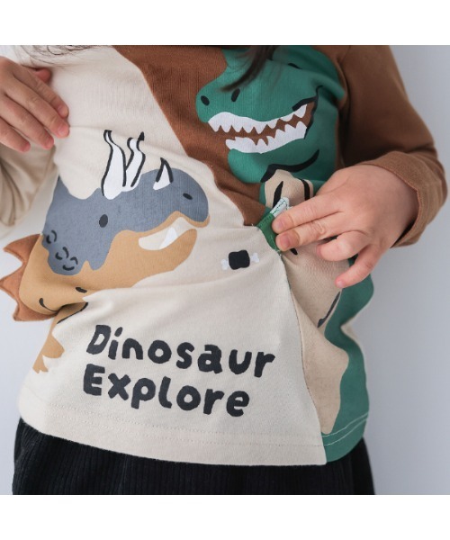 CHEEK ROOM（チークルーム）の「チークルーム 恐竜　ロングＴシャツ（Tシャツ/カットソー・キッズ・アイボリー/ブラック/オフホワイト・90cm/100cm/110cm/120cm/130cm/80ｃｍ）」の11枚目の写真