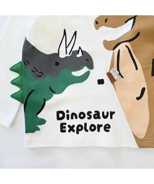 CHEEK ROOM（チークルーム）の「チークルーム 恐竜　ロングＴシャツ（Tシャツ/カットソー・キッズ・アイボリー/ブラック/オフホワイト・90cm/100cm/110cm/120cm/130cm/80ｃｍ）」の12枚目の写真