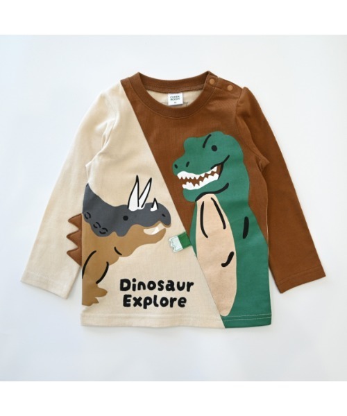 CHEEK ROOM（チークルーム）の「チークルーム 恐竜　ロングＴシャツ（Tシャツ/カットソー・キッズ・アイボリー/ブラック/オフホワイト・90cm/100cm/110cm/120cm/130cm/80ｃｍ）」の13枚目の写真