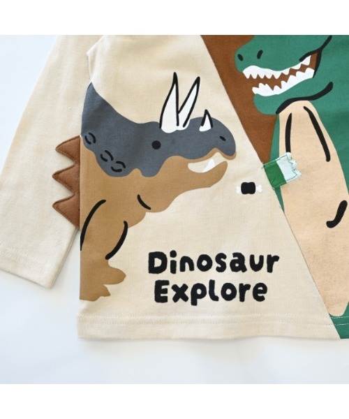 CHEEK ROOM（チークルーム）の「チークルーム 恐竜　ロングＴシャツ（Tシャツ/カットソー・キッズ・アイボリー/ブラック/オフホワイト・90cm/100cm/110cm/120cm/130cm/80ｃｍ）」の15枚目の写真