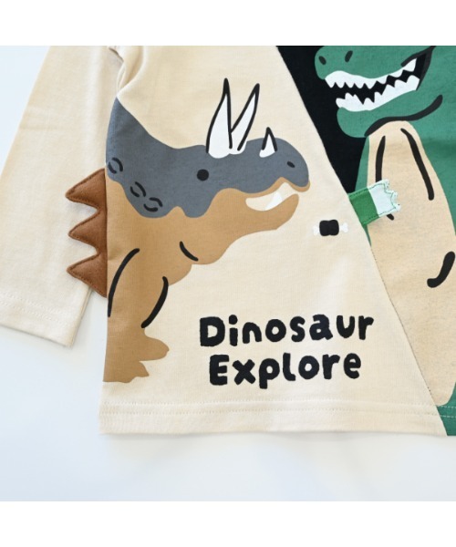 CHEEK ROOM（チークルーム）の「チークルーム 恐竜　ロングＴシャツ（Tシャツ/カットソー・キッズ・アイボリー/ブラック/オフホワイト・90cm/100cm/110cm/120cm/130cm/80ｃｍ）」の18枚目の写真
