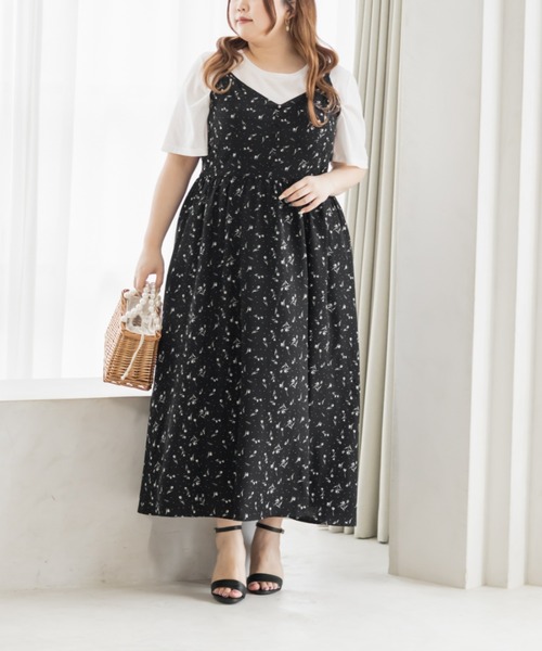 CLETTE(クレット)の「CLETTEオリジナルチューリップ柄キャミワンピース(ワンピース・レディース・ブラック/オフホワイト・4L/3L/LL)」の8枚目の写真