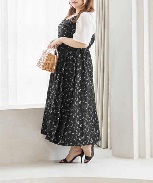CLETTE(クレット)の「CLETTEオリジナルチューリップ柄キャミワンピース(ワンピース・レディース・ブラック/オフホワイト・4L/3L/LL)」の9枚目の写真