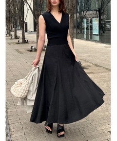 セール】SHEER COMBI SATIN DRESS/シアーコンビサテンドレス