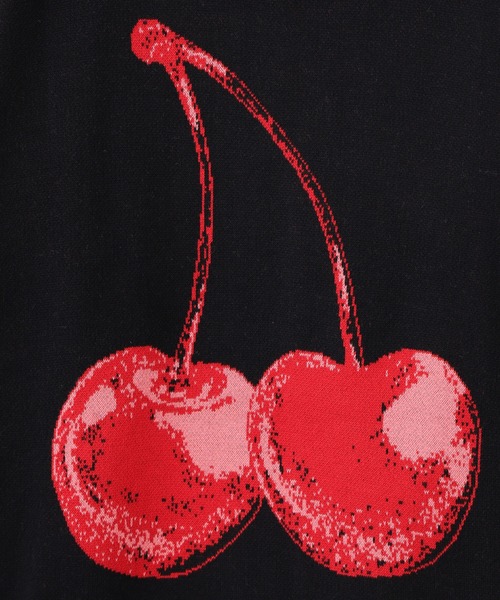 X-girl（エックスガール）の「CHERRY JACQUARD KNIT TOP（ニット/セーター・レディース・ホワイト/ブラック・ONE SIZE）」の10枚目の写真