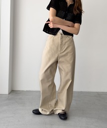 新品未使用タグ付き❇︎⭐︎OVER TWENTY ベージュ ワイドパンツ　Sサイズ セール】 【小さいサイズ】サスペンダー付きワイドパンツ
