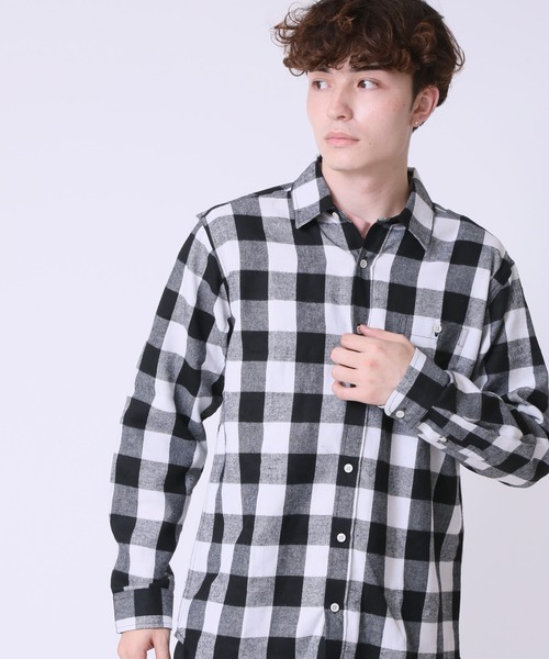 ARCADE（アーケード）の「秋服 ヴィンテージテイスト フランネルチェックシャツ ネルシャツ（シャツ/ブラウス・メンズ・ワイン/ブラウン系1/ブラック系6/レッド系4/ブラック系1/グリーン系1/イエロー系1/ブラック系3/グリーン系2/ネイビー系1/ホワイト系1/ブラック系5/レッド系2/ブラック系4/ベージュ系1/グリーン系3/レッド系3・M/XL/L）」の2枚目の写真