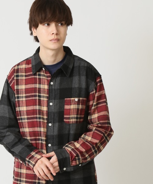 ARCADE（アーケード）の「秋服 ヴィンテージテイスト フランネルチェックシャツ ネルシャツ（シャツ/ブラウス・メンズ・ワイン/ブラウン系1/ブラック系6/レッド系4/ブラック系1/グリーン系1/イエロー系1/ブラック系3/グリーン系2/ネイビー系1/ホワイト系1/ブラック系5/レッド系2/ブラック系4/ベージュ系1/グリーン系3/レッド系3・M/XL/L）」の4枚目の写真