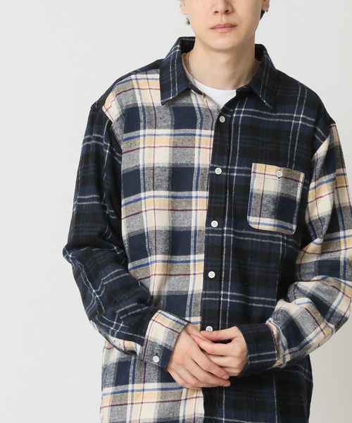 ARCADE（アーケード）の「秋服 ヴィンテージテイスト フランネルチェックシャツ ネルシャツ（シャツ/ブラウス・メンズ・ワイン/ブラウン系1/ブラック系6/レッド系4/ブラック系1/グリーン系1/イエロー系1/ブラック系3/グリーン系2/ネイビー系1/ホワイト系1/ブラック系5/レッド系2/ブラック系4/ベージュ系1/グリーン系3/レッド系3・M/XL/L）」の6枚目の写真