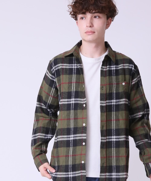 ARCADE（アーケード）の「秋服 ヴィンテージテイスト フランネルチェックシャツ ネルシャツ（シャツ/ブラウス・メンズ・ワイン/ブラウン系1/ブラック系6/レッド系4/ブラック系1/グリーン系1/イエロー系1/ブラック系3/グリーン系2/ネイビー系1/ホワイト系1/ブラック系5/レッド系2/ブラック系4/ベージュ系1/グリーン系3/レッド系3・M/XL/L）」の11枚目の写真