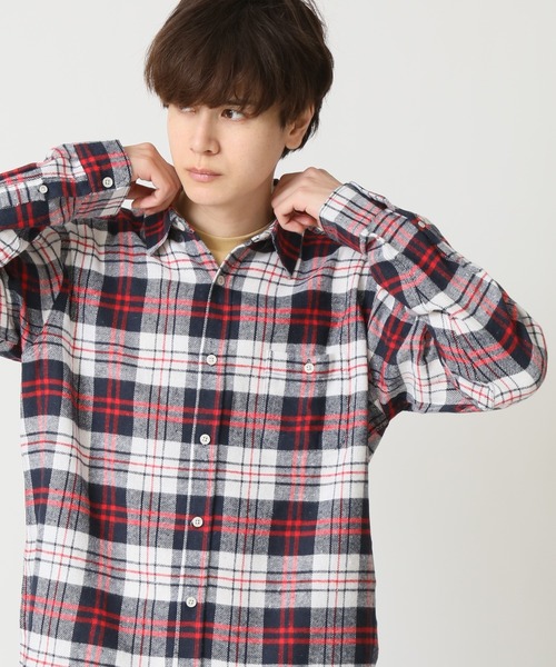 ARCADE（アーケード）の「秋服 ヴィンテージテイスト フランネルチェックシャツ ネルシャツ（シャツ/ブラウス・メンズ・ワイン/ブラウン系1/ブラック系6/レッド系4/ブラック系1/グリーン系1/イエロー系1/ブラック系3/グリーン系2/ネイビー系1/ホワイト系1/ブラック系5/レッド系2/ブラック系4/ベージュ系1/グリーン系3/レッド系3・M/XL/L）」の15枚目の写真