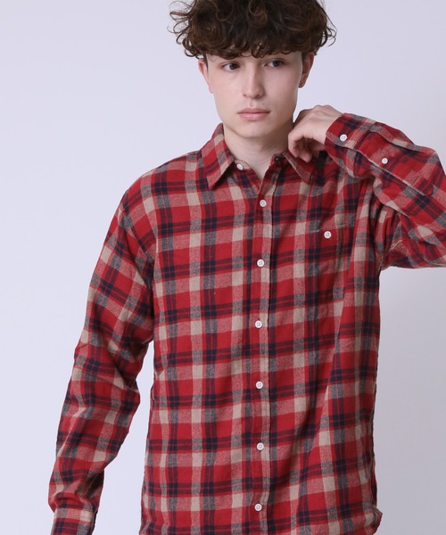 ARCADE（アーケード）の「秋服 ヴィンテージテイスト フランネルチェックシャツ ネルシャツ（シャツ/ブラウス・メンズ・ワイン/ブラウン系1/ブラック系6/レッド系4/ブラック系1/グリーン系1/イエロー系1/ブラック系3/グリーン系2/ネイビー系1/ホワイト系1/ブラック系5/レッド系2/ブラック系4/ベージュ系1/グリーン系3/レッド系3・M/XL/L）」の14枚目の写真
