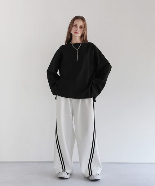 LILL（リル）の「オーバーサイズカーブトラックパンツ（その他パンツ・メンズ・ブラック×パープル/ホワイト/ブラック・M/S/XL/L）」の4枚目の写真