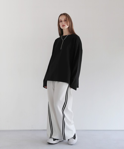 LILL（リル）の「オーバーサイズカーブトラックパンツ（その他パンツ・メンズ・ブラック×パープル/ホワイト/ブラック・M/S/XL/L）」の5枚目の写真