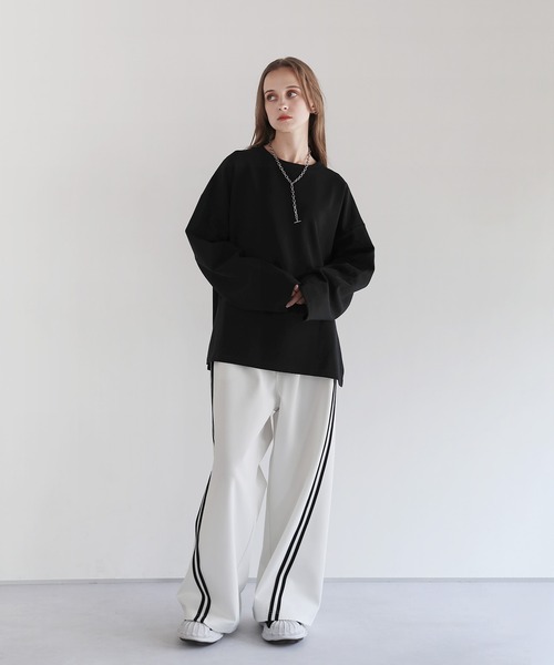 LILL（リル）の「オーバーサイズカーブトラックパンツ（その他パンツ・メンズ・ブラック×パープル/ホワイト/ブラック・M/S/XL/L）」の6枚目の写真