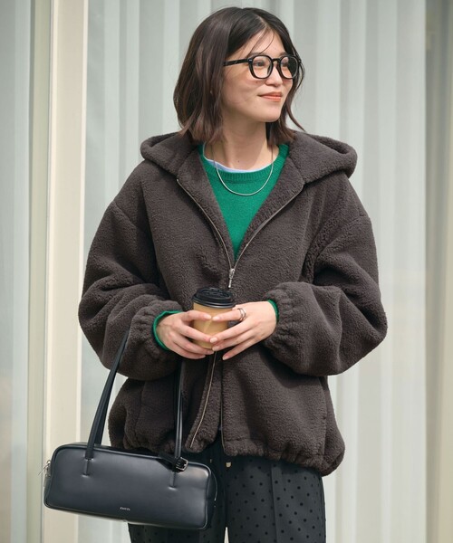 WEB限定】＜at ease＞フェイクシープファー フード ブルゾン（その他