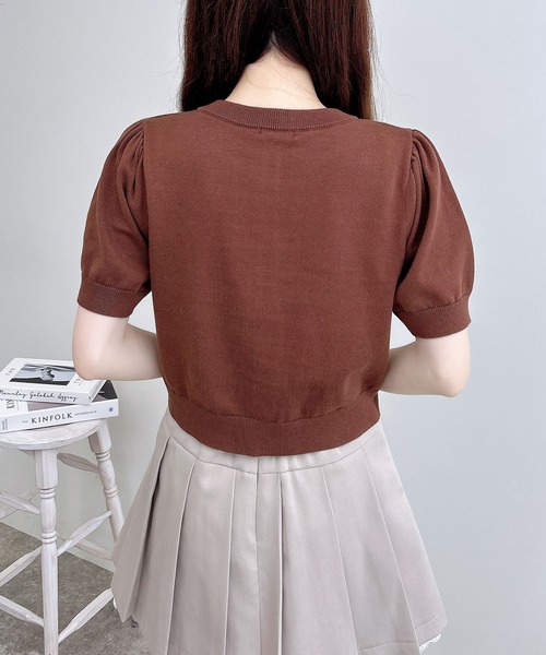INGNI（イング）の「アーガイル半袖ニットカーディガン（カーディガン/ボレロ・レディース・グレー/ベージュ/ブラウン/ボルドー・M）」の12枚目の写真