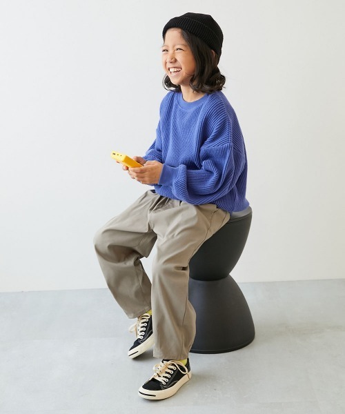 devirock（デビロック）の「よくばりストレッチ ツイル ルーズタックパンツ（チノパンツ・キッズ・ブラック/ダークオリーブ/パープル系/チャコール/ベージュ系/テラコッタ・100cm/110cm/120cm/130cm/140cm/150cm/160cm）」の9枚目の写真