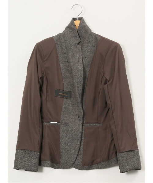 m.f.editorial（エムエフエディトリアル）の「【ストレッチ ウォッシャブル】m.f.エディトリアル レディース シャーク 1ボタンジャケット こげ茶(セットアップ可能)（スーツジャケット・レディース・ダークウッド・MEDIUM/LARGE/X-LARGE/S）」の7枚目の写真