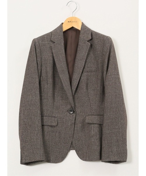 m.f.editorial（エムエフエディトリアル）の「【ストレッチ ウォッシャブル】m.f.エディトリアル レディース シャーク 1ボタンジャケット こげ茶(セットアップ可能)（スーツジャケット・レディース・ダークウッド・MEDIUM/LARGE/X-LARGE/S）」の11枚目の写真