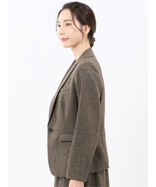 m.f.editorial（エムエフエディトリアル）の「【ストレッチ ウォッシャブル】m.f.エディトリアル レディース シャーク 1ボタンジャケット こげ茶(セットアップ可能)（スーツジャケット・レディース・ダークウッド・MEDIUM/LARGE/X-LARGE/S）」の12枚目の写真