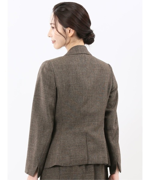 m.f.editorial（エムエフエディトリアル）の「【ストレッチ ウォッシャブル】m.f.エディトリアル レディース シャーク 1ボタンジャケット こげ茶(セットアップ可能)（スーツジャケット・レディース・ダークウッド・MEDIUM/LARGE/X-LARGE/S）」の13枚目の写真