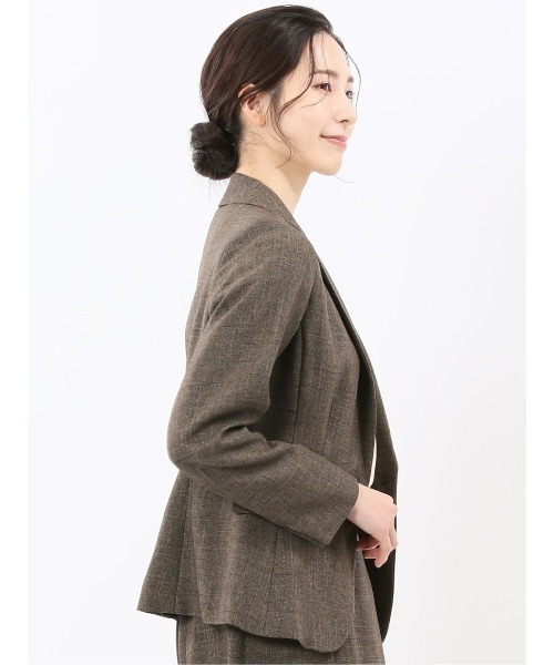 m.f.editorial（エムエフエディトリアル）の「【ストレッチ ウォッシャブル】m.f.エディトリアル レディース シャーク 1ボタンジャケット こげ茶(セットアップ可能)（スーツジャケット・レディース・ダークウッド・MEDIUM/LARGE/X-LARGE/S）」の14枚目の写真