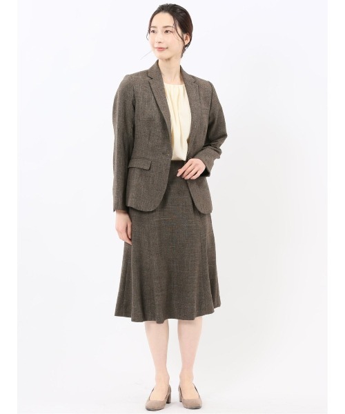 m.f.editorial（エムエフエディトリアル）の「【ストレッチ ウォッシャブル】m.f.エディトリアル レディース シャーク 1ボタンジャケット こげ茶(セットアップ可能)（スーツジャケット・レディース・ダークウッド・MEDIUM/LARGE/X-LARGE/S）」の15枚目の写真