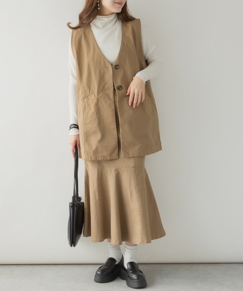 RCD（アールシーディー）の「ツイルノーカラージレ（ベスト・レディース・ライトカーキ/ベージュ/ブラック・M-L/LL～3L/4L～5L）」の16枚目の写真