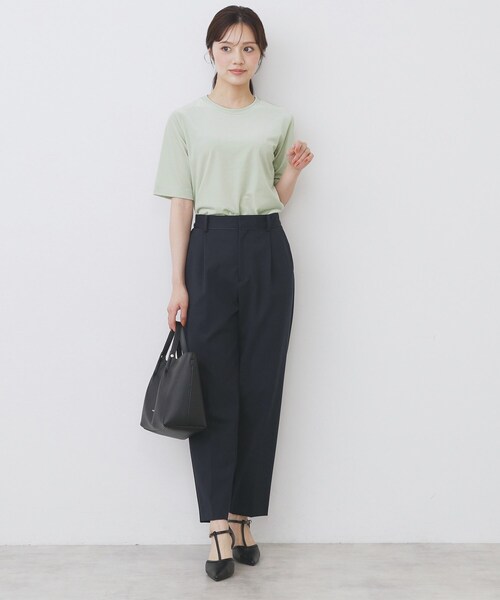 index(インデックス)の「《andGIRL掲載》ベロアボクシーTシャツ【洗濯機洗い可】(Tシャツ/カットソー・レディース・ライトグリーン/チャコールグレー/ダークグリーン/ナチュラル・42/40/38/36)」の10枚目の写真