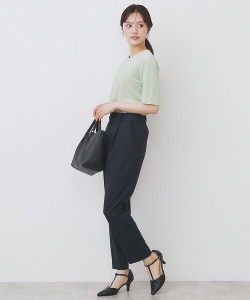 index(インデックス)の「《andGIRL掲載》ベロアボクシーTシャツ【洗濯機洗い可】(Tシャツ/カットソー・レディース・ライトグリーン/チャコールグレー/ダークグリーン/ナチュラル・42/40/38/36)」の11枚目の写真