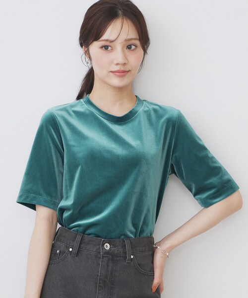 index(インデックス)の「《andGIRL掲載》ベロアボクシーTシャツ【洗濯機洗い可】(Tシャツ/カットソー・レディース・ライトグリーン/チャコールグレー/ダークグリーン/ナチュラル・42/40/38/36)」の13枚目の写真