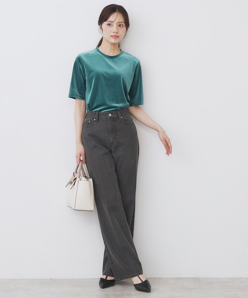 セール】《andGIRL掲載》ベロアボクシーTシャツ【洗濯機洗い可】（T