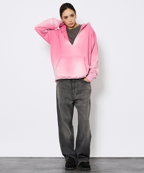 Johnbull(ジョンブル)の「【JOHNBULL/ジョンブル】ヴィンテージカラー スウェット/ プルオーバーパーカー /裏毛 フーディ /ユニセックス /ピグメントダイ加工(スウェット・メンズ・ブルー/ピンク/ブラウン/オレンジ・M/L)」の8枚目の写真