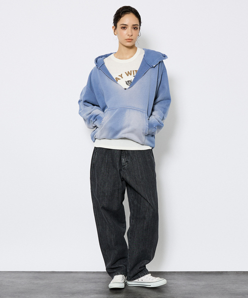 Johnbull(ジョンブル)の「【JOHNBULL/ジョンブル】ヴィンテージカラー スウェット/ プルオーバーパーカー /裏毛 フーディ /ユニセックス /ピグメントダイ加工(スウェット・メンズ・ブルー/ピンク/ブラウン/オレンジ・M/L)」の13枚目の写真