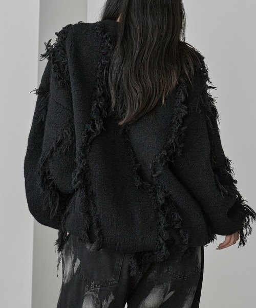 Theater code(シアターコード)の「Fringe Design Knit/フリンジデザインニットメンズ(ニット/セーター・レディース・ブラック/ホワイト/グレー・M/L)」の13枚目の写真