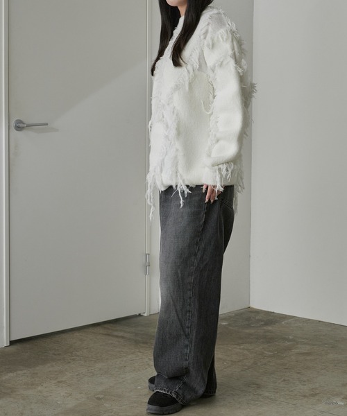 Theater code(シアターコード)の「Fringe Design Knit/フリンジデザインニットメンズ(ニット/セーター・レディース・ブラック/ホワイト/グレー・M/L)」の6枚目の写真