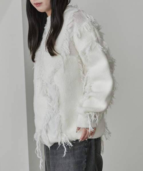 Theater code(シアターコード)の「Fringe Design Knit/フリンジデザインニットメンズ(ニット/セーター・レディース・ブラック/ホワイト/グレー・M/L)」の4枚目の写真