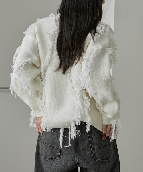 Theater code(シアターコード)の「Fringe Design Knit/フリンジデザインニットメンズ(ニット/セーター・レディース・ブラック/ホワイト/グレー・M/L)」の5枚目の写真