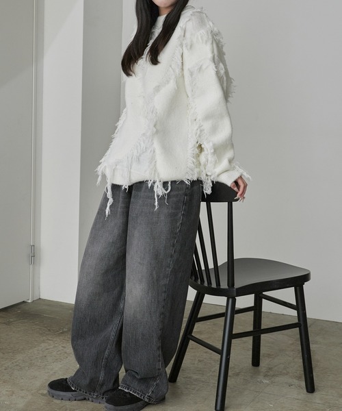 Theater code(シアターコード)の「Fringe Design Knit/フリンジデザインニットメンズ(ニット/セーター・レディース・ブラック/ホワイト/グレー・M/L)」の7枚目の写真
