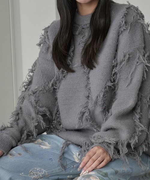 Theater code(シアターコード)の「Fringe Design Knit/フリンジデザインニットメンズ(ニット/セーター・レディース・ブラック/ホワイト/グレー・M/L)」の17枚目の写真
