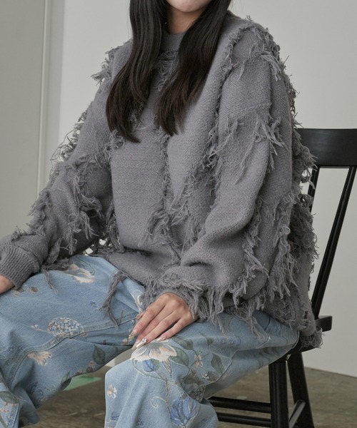 Theater code(シアターコード)の「Fringe Design Knit/フリンジデザインニットメンズ(ニット/セーター・レディース・ブラック/ホワイト/グレー・M/L)」の18枚目の写真