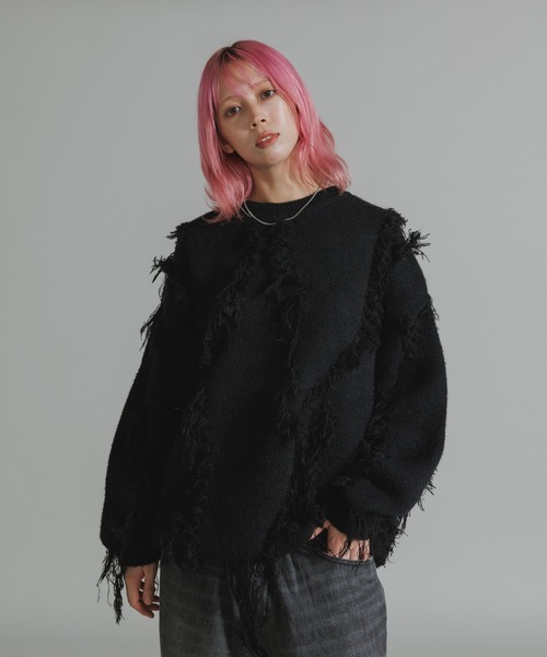 セール】Fringe Design Knit/フリンジデザインニット（ニット/セーター