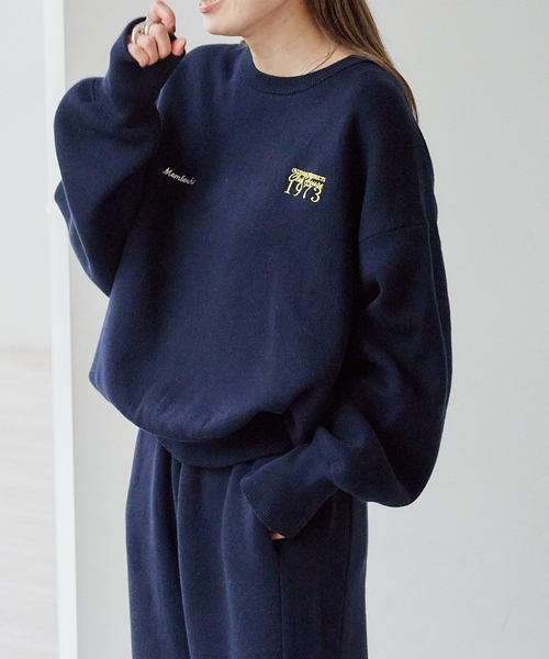 ロゴシシュウスウェットライクニットプルオーバー(ニット/セーター ロゴシシュウスウェットライクニットプルオーバー(ニット/セーター