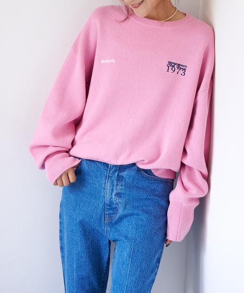 ロゴシシュウスウェットライクニットプルオーバー（ニット