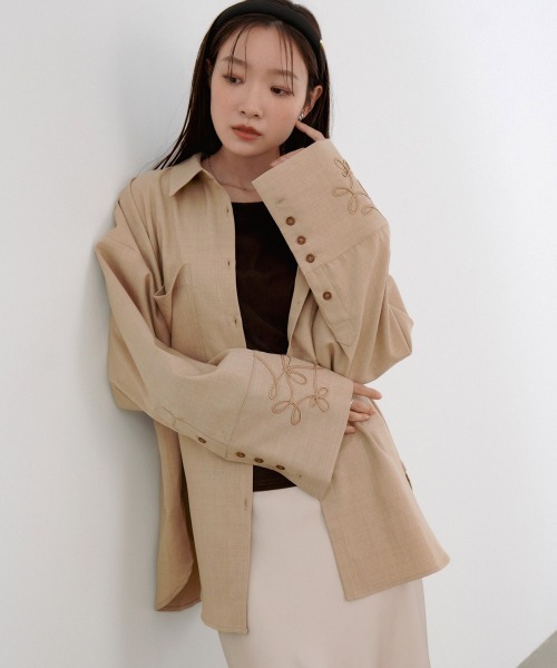 コード刺しゅうワイドカフスオーバーシャツ（シャツ/ブラウス）｜Bab