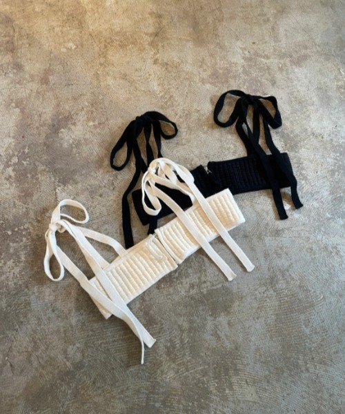 PoI(ポイ)の「【POI】Quilting ribbon bustier キルティングリボンビスチェ(ベスト・レディース・ホワイト/ブラック・FREE)」の13枚目の写真
