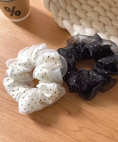 ammy.(エイミードット)の「【 ammy. / エイミードット 】 シフォン ドット シュシュ(シュシュ・レディース・ホワイト/ブラック・FREE)」の5枚目の写真